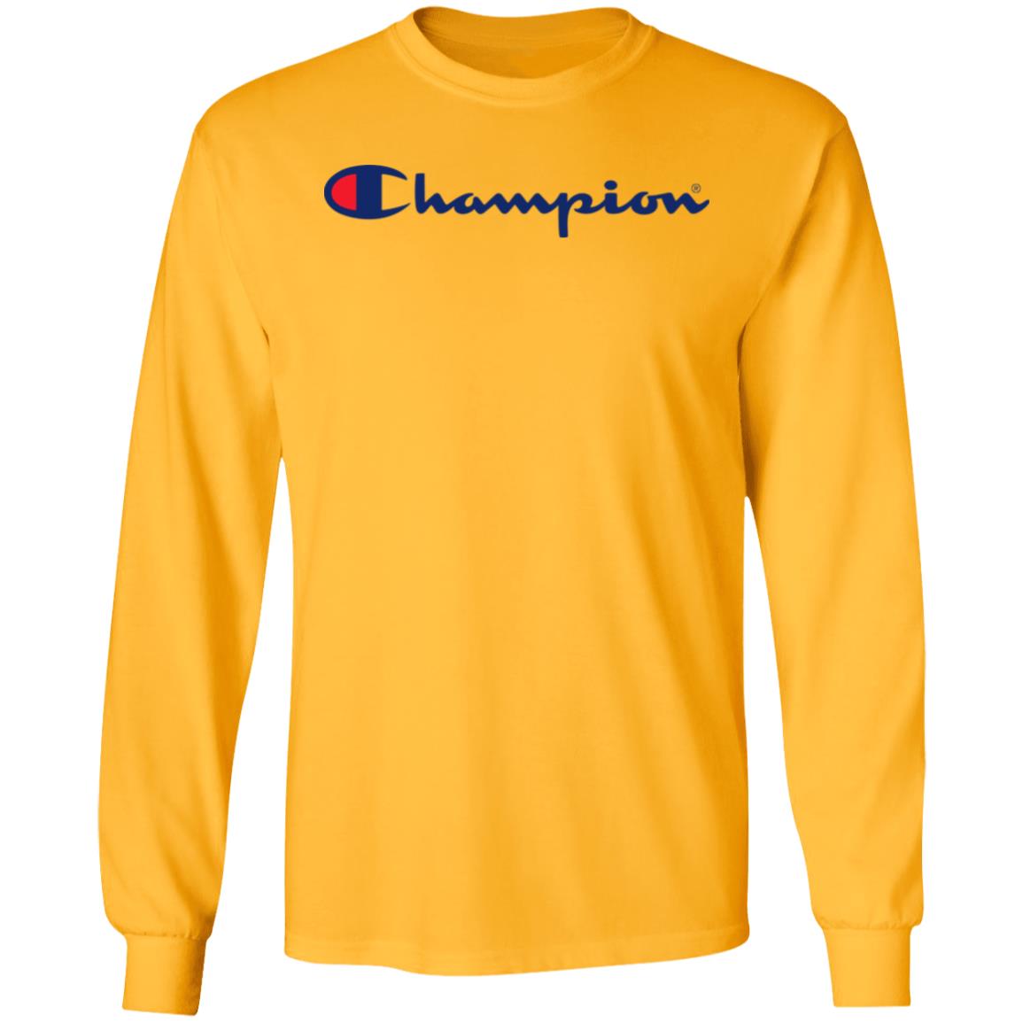 long sleeve yellow champion shirt