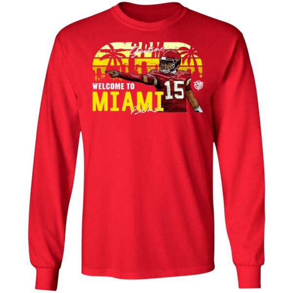 Patrick mahomes merch welcome to miami wht tee red