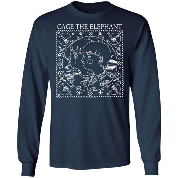 Cage The Elephant Merch Square Sketch Navy T-Shirt