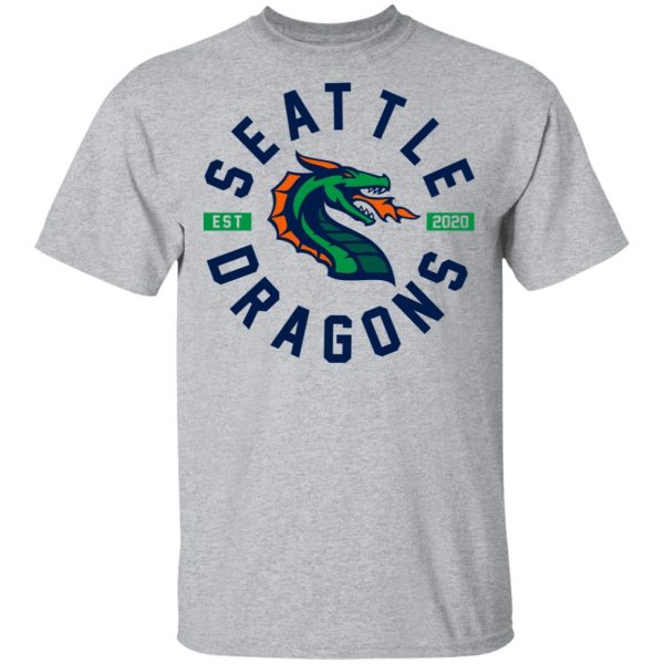 Xfl Merch Seattle Dragons Est 2020 Circle Logo T-Shirt