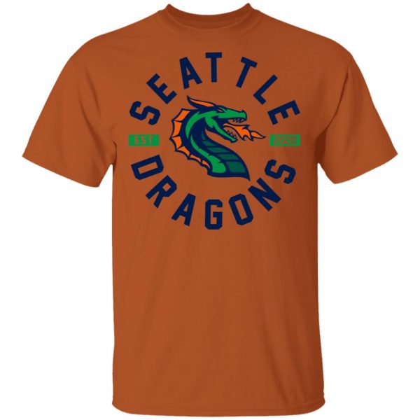 Xfl Merch Seattle Dragons Est 2020 Circle Logo T-Shirt