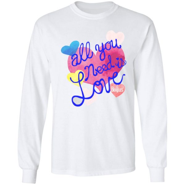 The Beatles All You Need Watercolor Hearts Youth T-Shirt