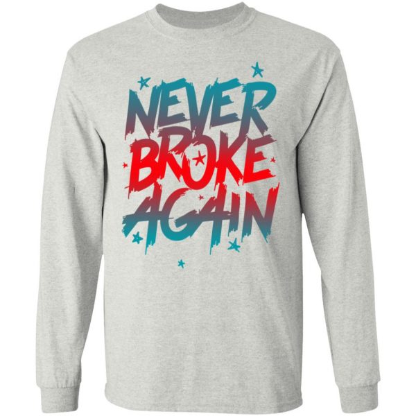 Never Broke Again Faded Blue Red T-Shirt