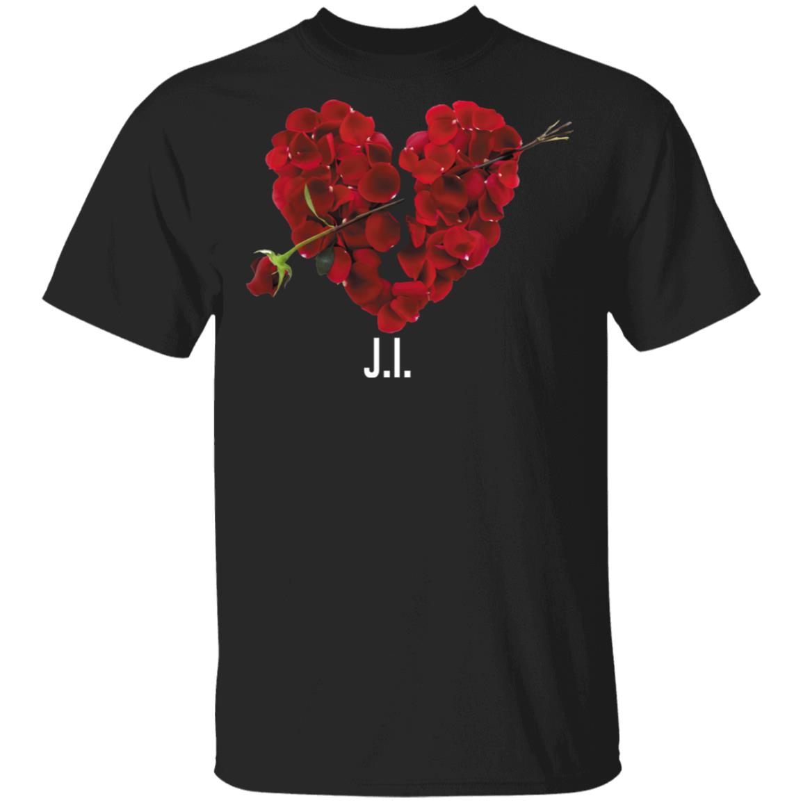 J I Merch Rose Heart Black T-Shirt - Tipatee