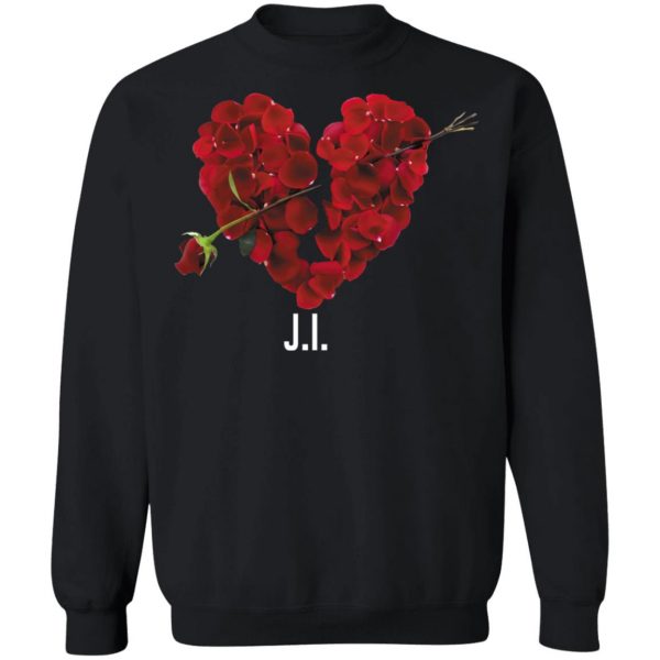 J I Merch Rose Heart Black T-Shirt