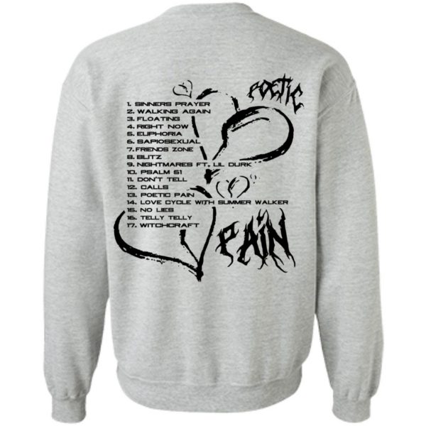 Toosii Merch Poetic Pain Tracklist White Hoodie