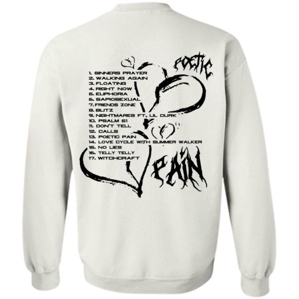 Toosii Merch Poetic Pain Tracklist White Hoodie