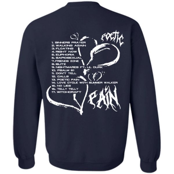 Toosii Merch Poetic Pain Tracklist Black Hoodie