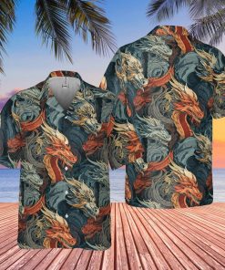 Fantasy Dragon Print Mens Hawaiian Shirt