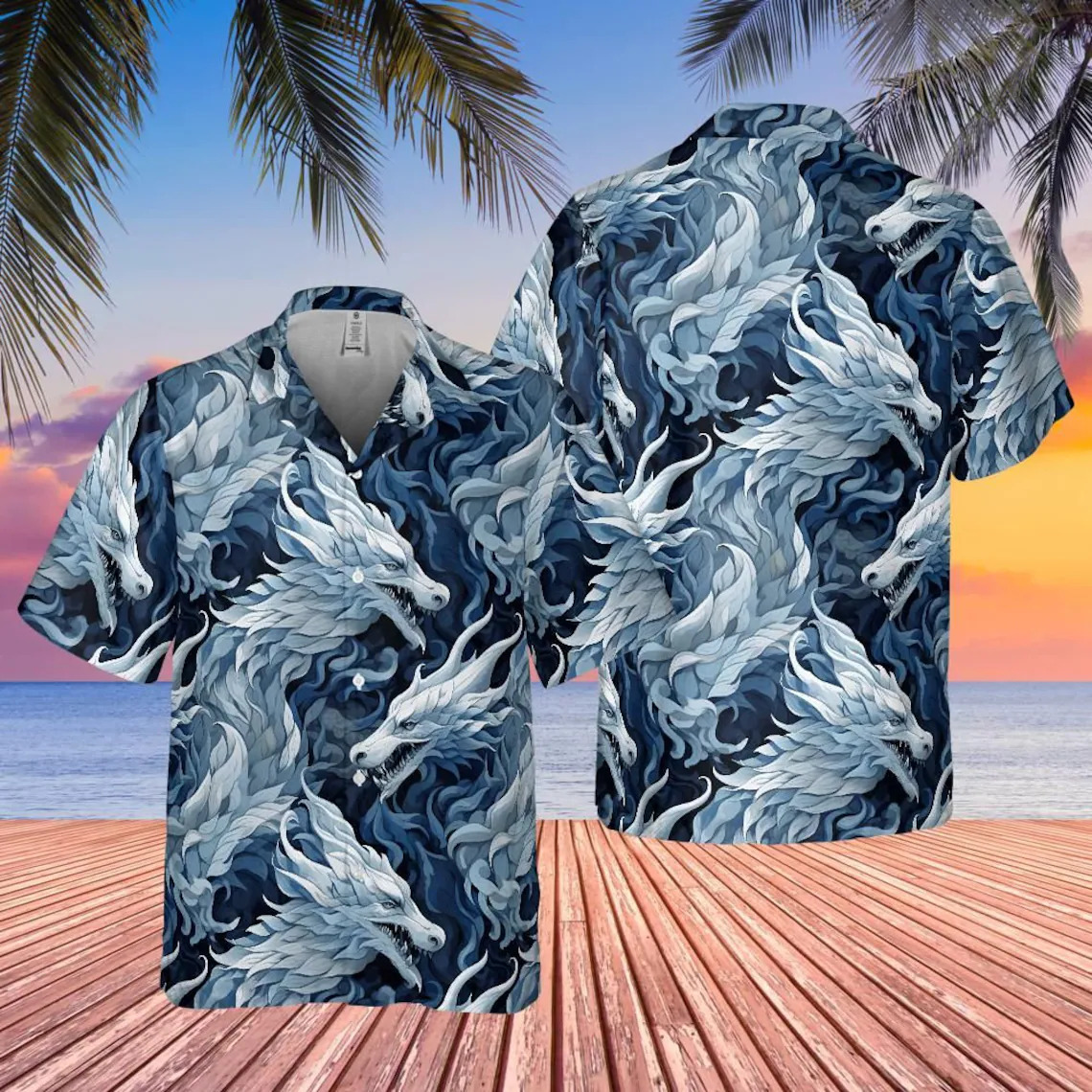 Ice Dragon Pocket Hawaiian Shirt for Men, Women, Unisex