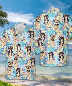 Pawsome Style With Light Blue Hawaiian Shirt