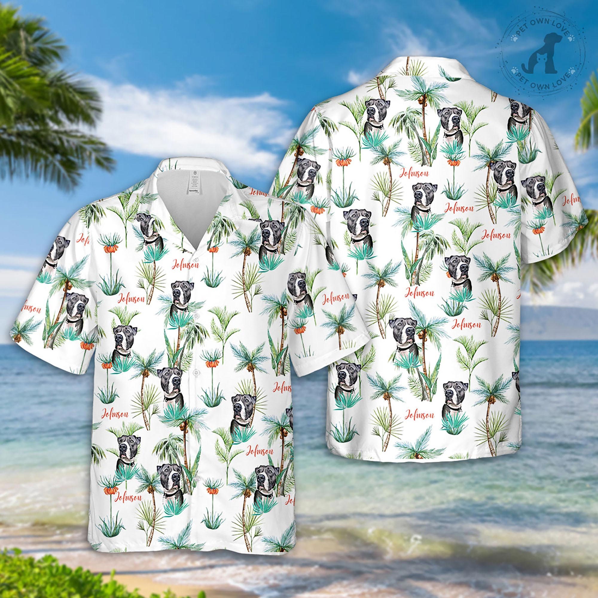 Pet Photo Dog Palm Tree Hawaiian Shirt