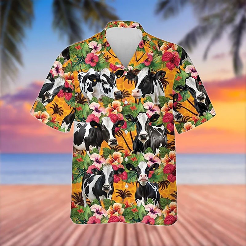 Uni Holstein Cattle 3D Hawaiian Flower Shirt